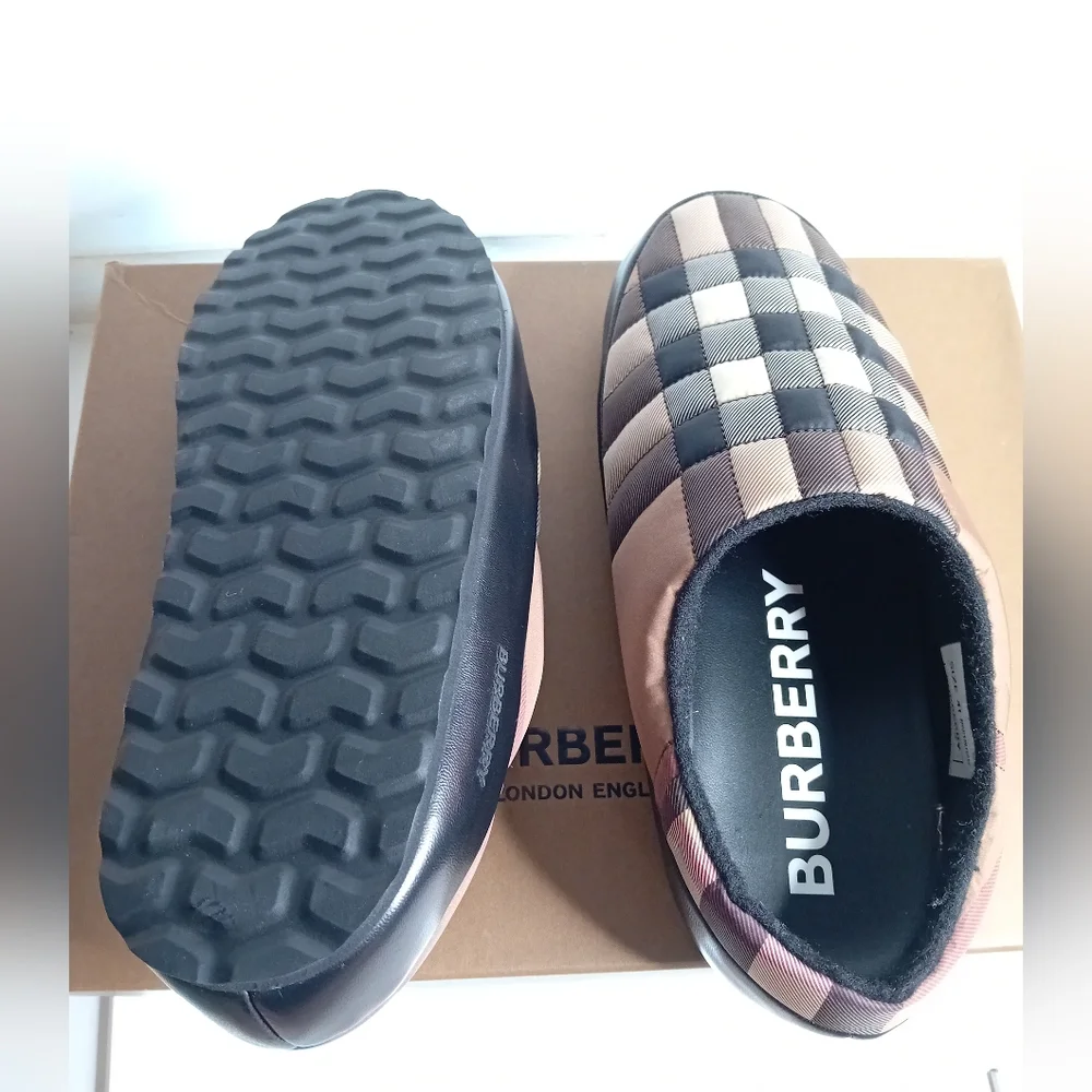 New Authentic BURBERRY SLIPPERS AND CLOGS MEN FABRIC BROWN BIRCH